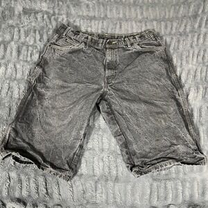 Dickies Men's Vintage Gray Wash Carpenter Denim Cargo Shorts Size 38